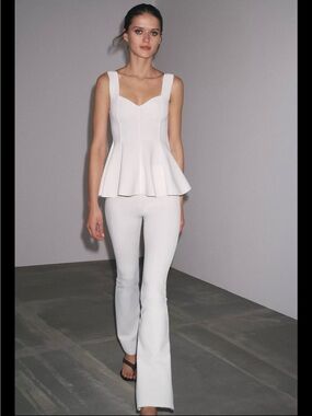 Zara White Boot-Cut Ponte Pants